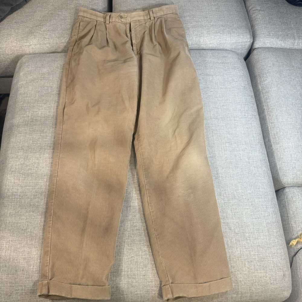 Dockers Recode Corduroy Pants 34x34 Tan Pleated Cuffed
